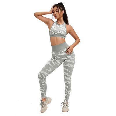 LUKITAS Camouflage Camo Yoga set Sportska odjeća za žene Odjeća za fitness u teretani Bešavne joga tajice Sportski grudnjak Sportska odijela od 2 komada