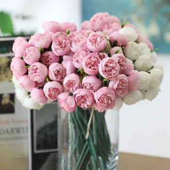 Μεταξωτά λουλούδια παιώνια τεχνητά λουλούδια τριαντάφυλλο μπουκέτο 27 κεφαλές Τραπέζι λουλουδόκοσμο Νύφη Διακόσμηση σπιτιού Γάμου ψεύτικο λουλούδι