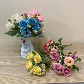 5 τριαντάφυλλα 4 μαργαρίτες τεχνητά λουλούδια Φθινοπωρινή Διακόσμηση Σπίτι Γάμου Υψηλής Ποιότητας Μεγάλο Μπουκέτο Πολυτελές Ψεύτικη Ανθοσυνθέσεις Μαζική