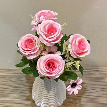 5 τριαντάφυλλα 4 μαργαρίτες τεχνητά λουλούδια Φθινοπωρινή Διακόσμηση Σπίτι Γάμου Υψηλής Ποιότητας Μεγάλο Μπουκέτο Πολυτελές Ψεύτικη Ανθοσυνθέσεις Μαζική
