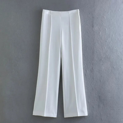 Modni sako na vezanje Kompleti dugih hlača Ženski sako dugih rukava s V-izrezom i remenom za visoke ulice 2023. Uredska odijela za žene Chic Outfit