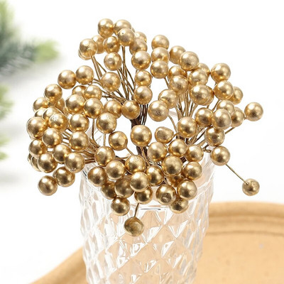 50 galviņas Mākslīgās ogas Viltus ziedi Ziemassvētku rotājumi Ziemassvētku eglīšu rotājumi Putu oga mājas dekorēšanai DIY Garland Aksesuāri