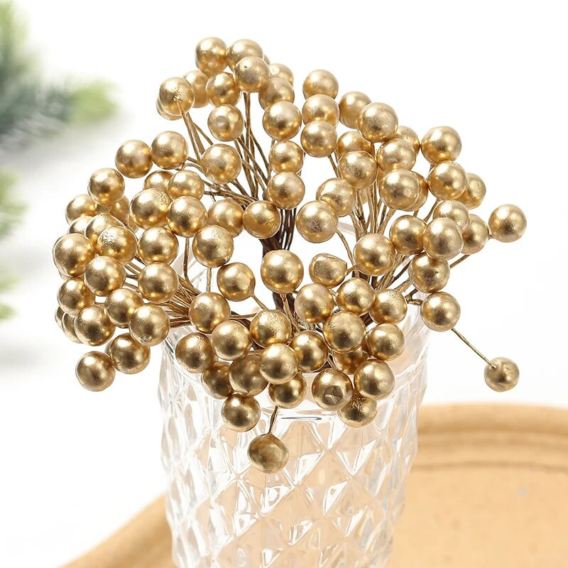 50 galviņas Mākslīgās ogas Viltus ziedi Ziemassvētku rotājumi Ziemassvētku eglīšu rotājumi Putu oga mājas dekorēšanai DIY Garland Aksesuāri