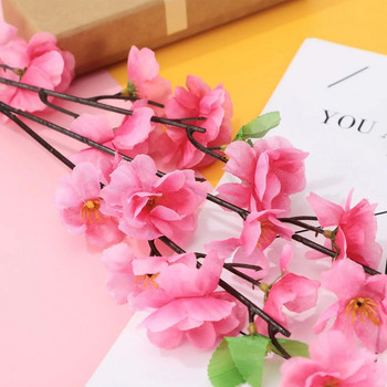 Изкуствени цветни клони от черешов цвят, копринен пролетен букет от цветя от праскова Фалшиви цветни стъбла за сватбена декорация за дома Направи си сам