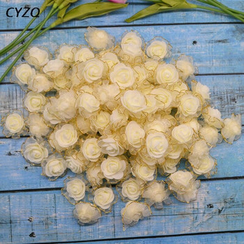 20 τεμ/παρτίδα 4 εκ. PE αφρός μεταξωτό τριαντάφυλλο τεχνητά λουλούδια Κεφαλές για διακόσμηση σπιτιού γάμου DIY Scrapbooking Στεφάνι Fake Rose Flower