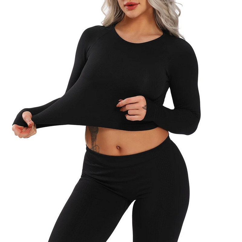 Bešavno odijelo za jogu, 2 dijela, sportske majice, kratki top, bešavne tajice, sportski set, odjeća za teretanu, fitness trenerka, set za vježbanje Femme