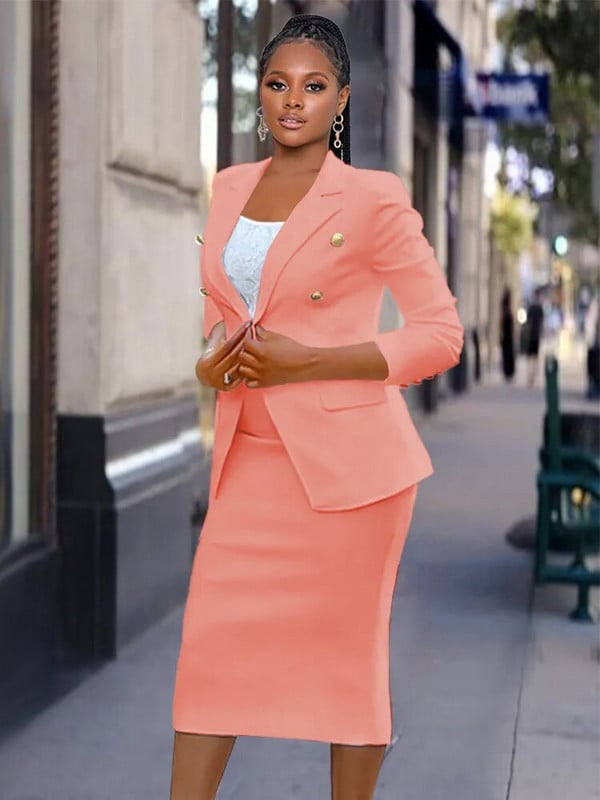 Femei Alb Formal Business Blazer Seturi de costum Jachetă cu 6 nasturi elegante Fuste până la genunchi Pantaloni largi Costume Casual Office Work