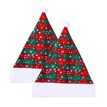 1PC Удебелена плюшена коледна шапка Карирана снежинка Коледни шапки Декорации за дома Navidad 2024 Новогодишен парти декор