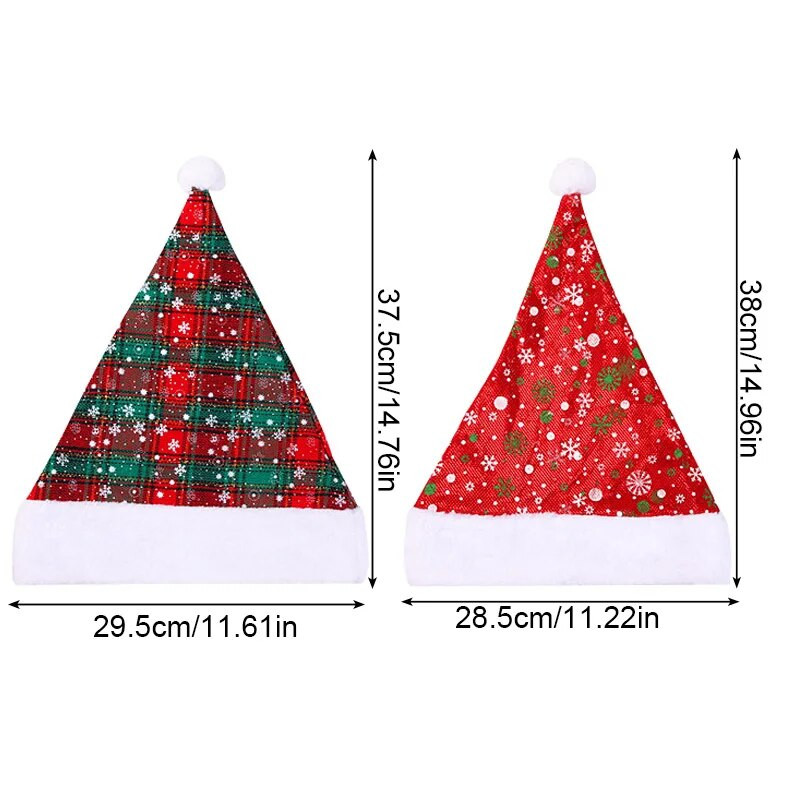 1PC Deblji plišani božićni šešir s otisnutim pahuljicama Božićne kape Ukrasi za dom Navidad 2024. Dekoracija za novogodišnju zabavu