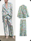 Kompleti hlača Cvjetna odijela za žene Kaputi sa jaknama dugih rukava Žensko dvodijelno odijelo Hlače s elastičnim strukom Novi proljetni komplet 2023.