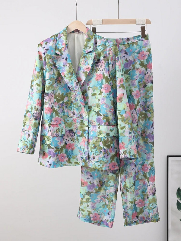 Kompleti hlača Cvjetna odijela za žene Kaputi sa jaknama dugih rukava Žensko dvodijelno odijelo Hlače s elastičnim strukom Novi proljetni komplet 2023.