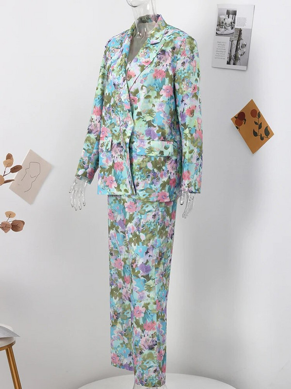Kompleti hlača Cvjetna odijela za žene Kaputi sa jaknama dugih rukava Žensko dvodijelno odijelo Hlače s elastičnim strukom Novi proljetni komplet 2023.