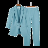 Naiste suvine õhuke moodne ülikond jakkpüksid, kaheosalised 2023. aasta uus vabaaja bleiserikomplekt, Korea elegantne professionaalse riietus