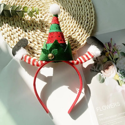 Ziemassvētku Elf kāju galvas saite Snowflake karikatūra Ziemassvētku cepure galvassega Noel Navidad Hair Band Priecīgus Ziemassvētku dāvanu matu dekors