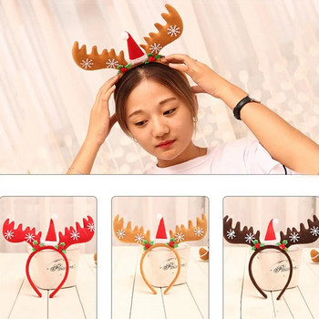 Lovely Christmas Antlers Headdress Ελαφρύ Στήριγμα για πάρτι Christmas Antlers Headband Cartoon Snowflake Christmas Headband