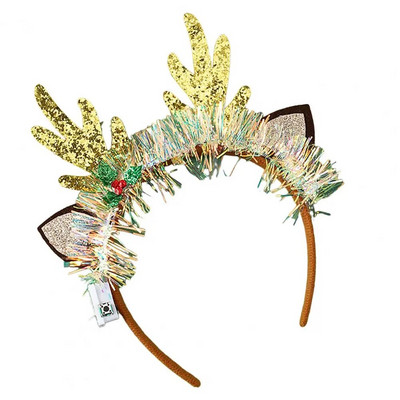 Svētku ballītes rekvizīti Kvēlojoša Ziemassvētku galvas saite Svētku Ziemassvētku eglīte Brieža raga formas matu lente Ballītes dekorācija Jautra dāvana Ragas