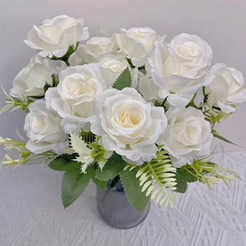 7 κεφαλές τεχνητό λουλούδι παιωνία μεταξωτά τριαντάφυλλα νύφη Λευκή μεγάλη ανθοδέσμη Τραπέζι γάμου Ψεύτικα λουλούδια Βάζο για πάρτι DIY Εξοχική διακόσμηση σπιτιού