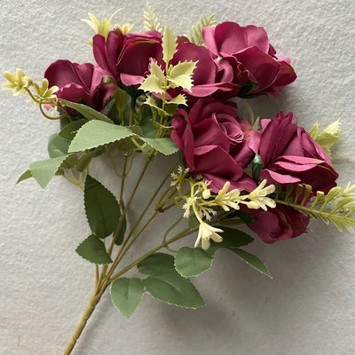 7 glava Umjetno cvijeće Božur Svilene ruže Nevjesta Bijeli Veliki buket Svadbeni stol Lažno cvijeće Vaza za zabavu DIY Seoski dekor za dom