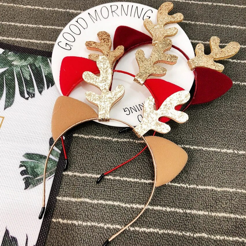 Slatka božićna traka za glavu sa sobovim mačjim ušima Pokrivalo za glavu Kostim sa sobovom trakom za glavu za odrasle, djecu, studente, crtiće, dodaci za kosu