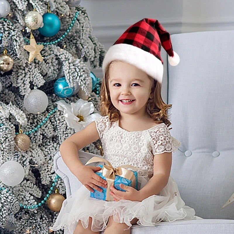 Jõulupidu meeletu uusaasta tervitustarvikud Dekoratiivsed rekvisiidid Pühaderõivaste Müts Punane Must Ruuduline Jõulumüts Dropshipping