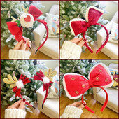 2023 New Christmas Sen Traka za kosu s jelenjim rogovima Ženska baršunasta gumica za kosu s velikom mašnom Pokrivalo za glavu Blagdanska haljina Traka za glavu Traka za kosu Pokrivalo