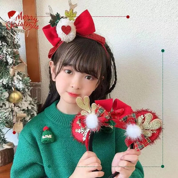 Νέο χριστουγεννιάτικο Sen 2023, γυναικείο λουράκι μαλλιών με κέρατο ελαφιού, βελούδινο μεγάλο φιόγκο, φόρεμα γιορτινή, κορδέλα για τα μαλλιά