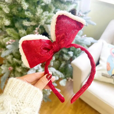 2023 New Christmas Sen Traka za kosu s jelenjim rogovima Ženska baršunasta gumica za kosu s velikom mašnom Pokrivalo za glavu Blagdanska haljina Traka za glavu Traka za kosu Pokrivalo