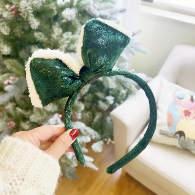 2023 New Christmas Sen Traka za kosu s jelenjim rogovima Ženska baršunasta gumica za kosu s velikom mašnom Pokrivalo za glavu Blagdanska haljina Traka za glavu Traka za kosu Pokrivalo