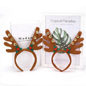 Izsmalcināta Ziemassvētku galvas saite ar Mini Bell vieglo ballīšu galvas saiti Brieža raga matu stīpas galvassega