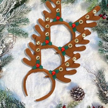 Εξαιρετικό χριστουγεννιάτικο κεφαλόδεσμο με μίνι καμπάνα ελαφρύ πάρτι κεφαλόδεσμο Deer Horn Hair Hoop