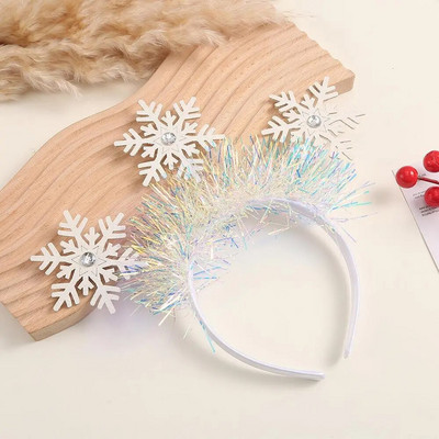 Biela snehová vločka s flitrami, vianočná čelenka so snehovou vločkou, veselé Vianoce, darčeky pre Noel, šťastnú zimu, snehová vločka, narodeninovú oslavu