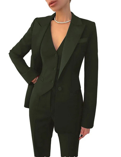 3 dalių moteriškų kostiumų rinkinys Verslo striukė + liemenė + kelnės Biuro moteriški kelnių kostiumai Iškilminga vakarėliui skirta išleistuvių suknelė