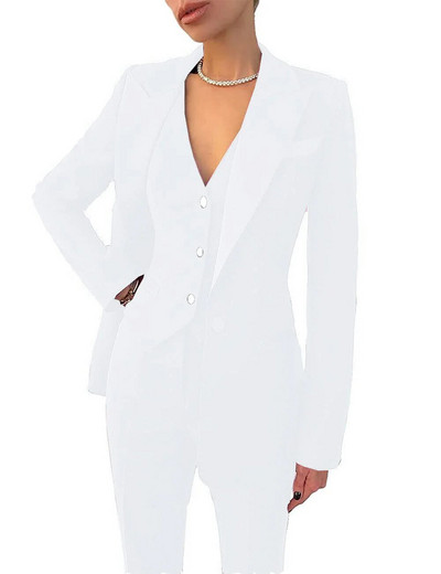 3 dalių moteriškų kostiumų rinkinys Verslo striukė + liemenė + kelnės Biuro moteriški kelnių kostiumai Iškilminga vakarėliui skirta išleistuvių suknelė