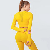 Ženski bešavni joga set Odjeća za teretanu Tajice za vježbanje Sportsko odijelo Žensko bešavno odijelo dugih rukava visokog struka za fitnes Sportska odjeća