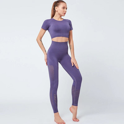 Ženski bešavni joga set Odjeća za teretanu Tajice za vježbanje Sportsko odijelo Žensko bešavno odijelo dugih rukava visokog struka za fitnes Sportska odjeća