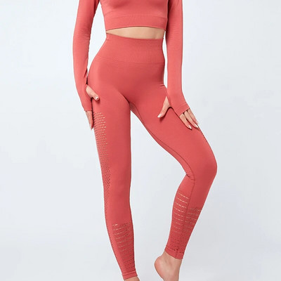 Ženski bešavni joga set Odjeća za teretanu Tajice za vježbanje Sportsko odijelo Žensko bešavno odijelo dugih rukava visokog struka za fitnes Sportska odjeća