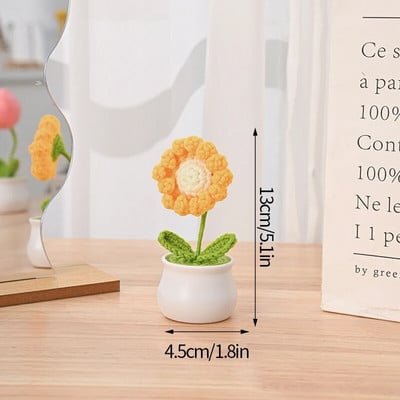 Χειροποίητο πλεκτό Ηλίανθο Tuilp Κροσέ Λουλούδια Χειροποίητο λουλούδι Στολίδι Επιτραπέζιου Διακοσμητικού Αυτοκινήτου Δώρα για την Ημέρα του Δασκάλου Flores