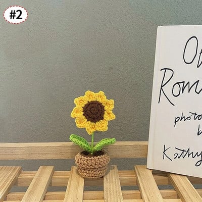 Χειροποίητο πλεκτό Ηλίανθο Tuilp Κροσέ Λουλούδια Χειροποίητο λουλούδι Στολίδι Επιτραπέζιου Διακοσμητικού Αυτοκινήτου Δώρα για την Ημέρα του Δασκάλου Flores