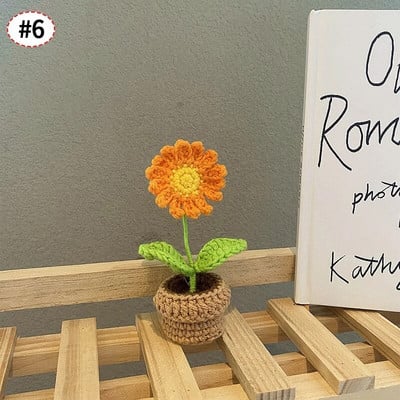 Χειροποίητο πλεκτό Ηλίανθο Tuilp Κροσέ Λουλούδια Χειροποίητο λουλούδι Στολίδι Επιτραπέζιου Διακοσμητικού Αυτοκινήτου Δώρα για την Ημέρα του Δασκάλου Flores