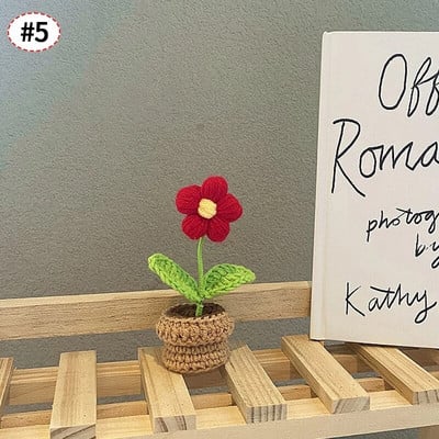 Χειροποίητο πλεκτό Ηλίανθο Tuilp Κροσέ Λουλούδια Χειροποίητο λουλούδι Στολίδι Επιτραπέζιου Διακοσμητικού Αυτοκινήτου Δώρα για την Ημέρα του Δασκάλου Flores