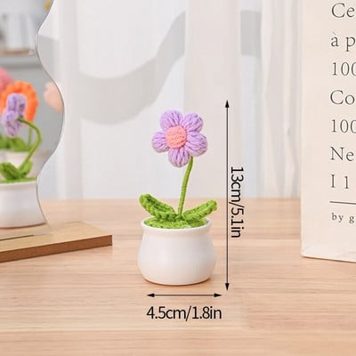 Χειροποίητο πλεκτό Ηλίανθο Tuilp Κροσέ Λουλούδια Χειροποίητο λουλούδι Στολίδι Επιτραπέζιου Διακοσμητικού Αυτοκινήτου Δώρα για την Ημέρα του Δασκάλου Flores