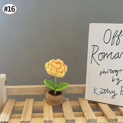 Χειροποίητο πλεκτό Ηλίανθο Tuilp Κροσέ Λουλούδια Χειροποίητο λουλούδι Στολίδι Επιτραπέζιου Διακοσμητικού Αυτοκινήτου Δώρα για την Ημέρα του Δασκάλου Flores