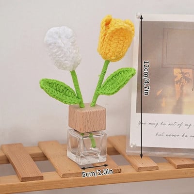 Χειροποίητο πλεκτό Ηλίανθο Tuilp Κροσέ Λουλούδια Χειροποίητο λουλούδι Στολίδι Επιτραπέζιου Διακοσμητικού Αυτοκινήτου Δώρα για την Ημέρα του Δασκάλου Flores