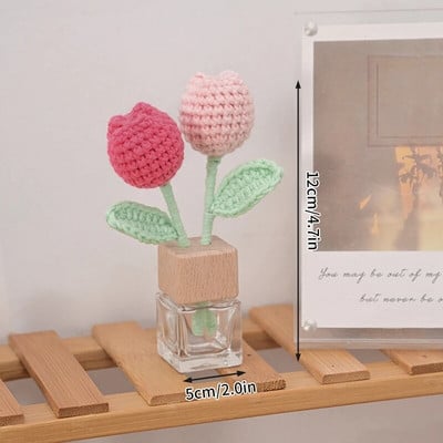 Χειροποίητο πλεκτό Ηλίανθο Tuilp Κροσέ Λουλούδια Χειροποίητο λουλούδι Στολίδι Επιτραπέζιου Διακοσμητικού Αυτοκινήτου Δώρα για την Ημέρα του Δασκάλου Flores