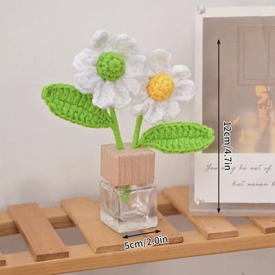 Χειροποίητο πλεκτό Ηλίανθο Tuilp Κροσέ Λουλούδια Χειροποίητο λουλούδι Στολίδι Επιτραπέζιου Διακοσμητικού Αυτοκινήτου Δώρα για την Ημέρα του Δασκάλου Flores