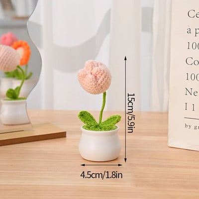 Χειροποίητο πλεκτό Ηλίανθο Tuilp Κροσέ Λουλούδια Χειροποίητο λουλούδι Στολίδι Επιτραπέζιου Διακοσμητικού Αυτοκινήτου Δώρα για την Ημέρα του Δασκάλου Flores