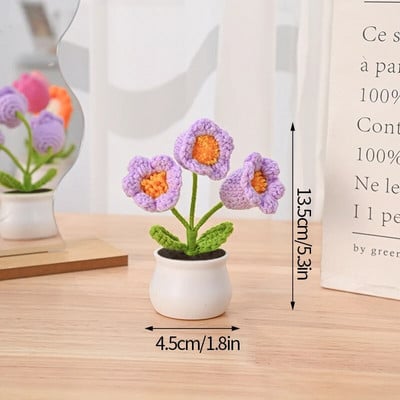 Χειροποίητο πλεκτό Ηλίανθο Tuilp Κροσέ Λουλούδια Χειροποίητο λουλούδι Στολίδι Επιτραπέζιου Διακοσμητικού Αυτοκινήτου Δώρα για την Ημέρα του Δασκάλου Flores