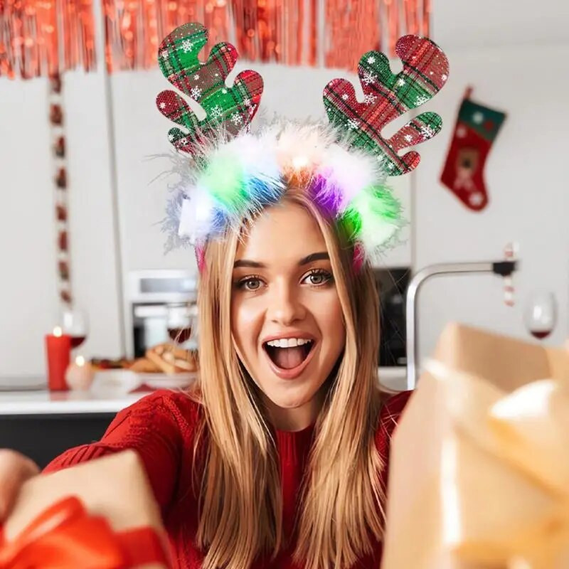 LED božićna traka za glavu od roga Svjetleći sob traka za glavu Svjetleći obruč za kosu Dječji kostim za zabavu Slatka božićna dekoracija