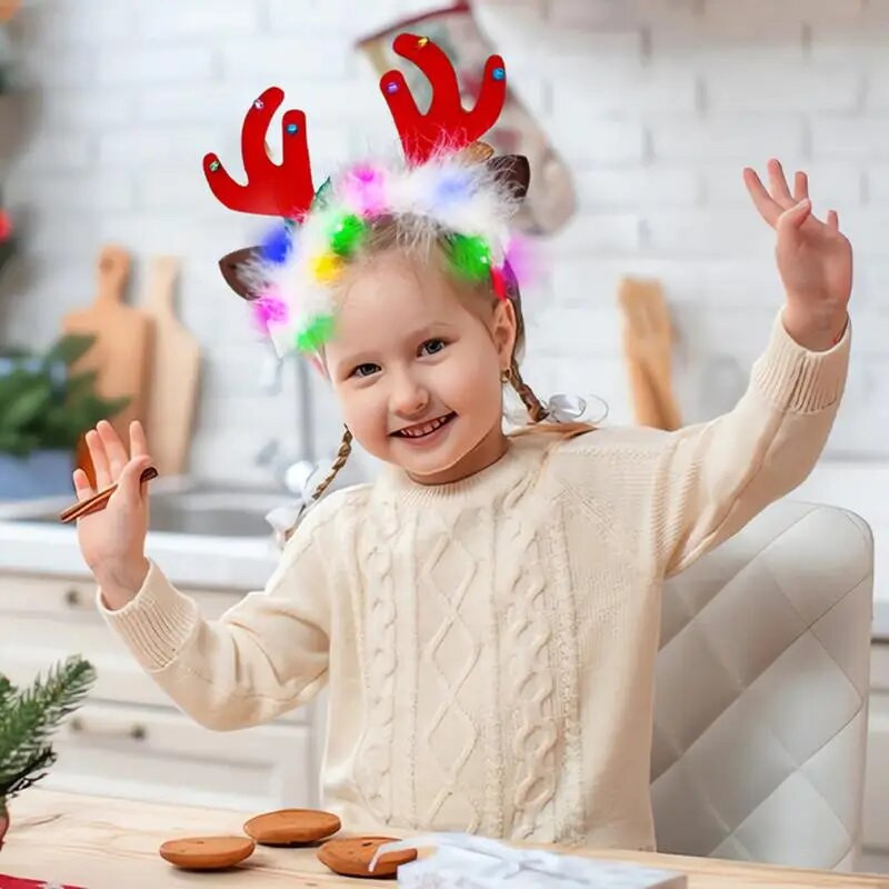 LED božićna traka za glavu od roga Svjetleći sob traka za glavu Svjetleći obruč za kosu Dječji kostim za zabavu Slatka božićna dekoracija