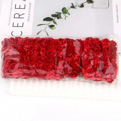 144 KOM 1,5 cm umjetni papirnati mini buket ruža za albume za svadbene zabave Jeftino umjetno cvijeće ruža